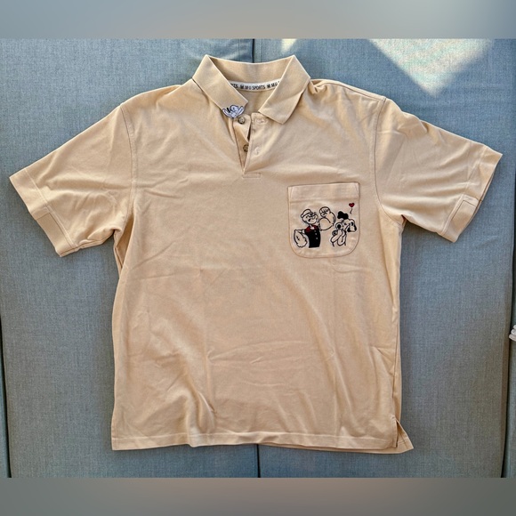 Mieko Uesako MU Sports Popeye And Olive Oyl Tan Polo Size XL - Picture 1 of 8